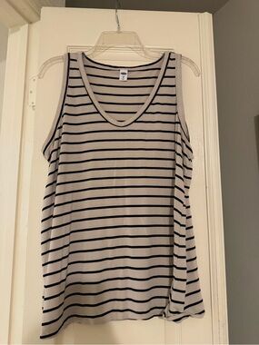Old Navy Black and White Striped V-Neck Tank